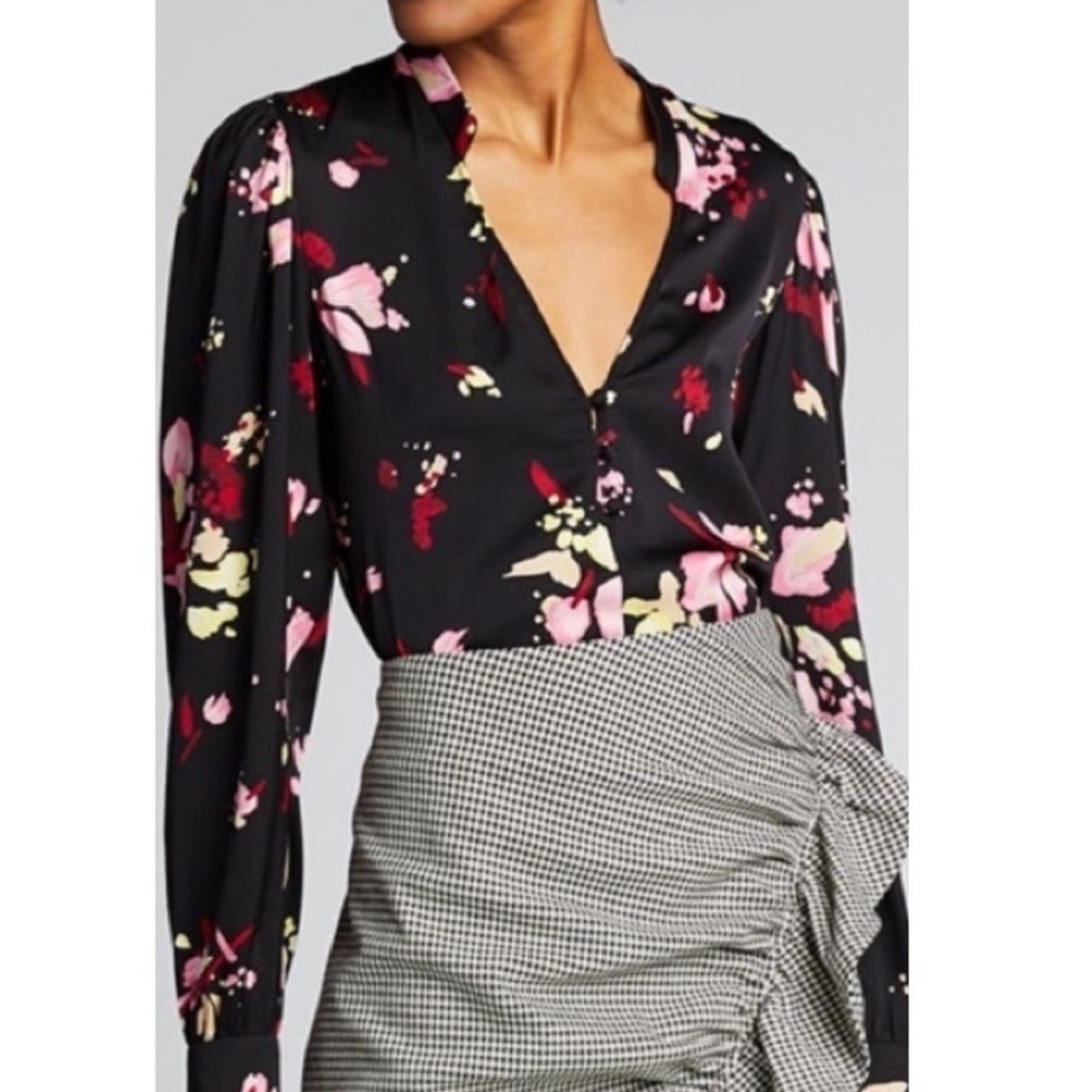 NEW A.L.C. Rivera Silk Floral Blouse